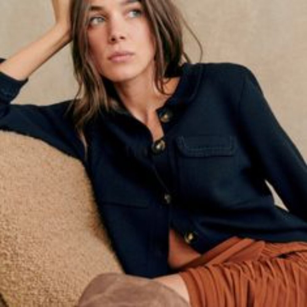 Sezane Gilet Betty Crochet Marine Cardigan- 0030